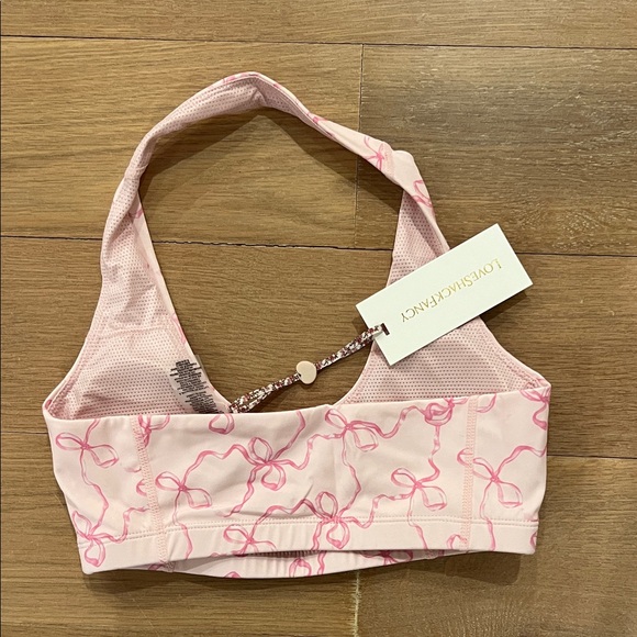 LoveShackFancy Light Pink Bow-Print Sports Bralette - Picture 3 of 3